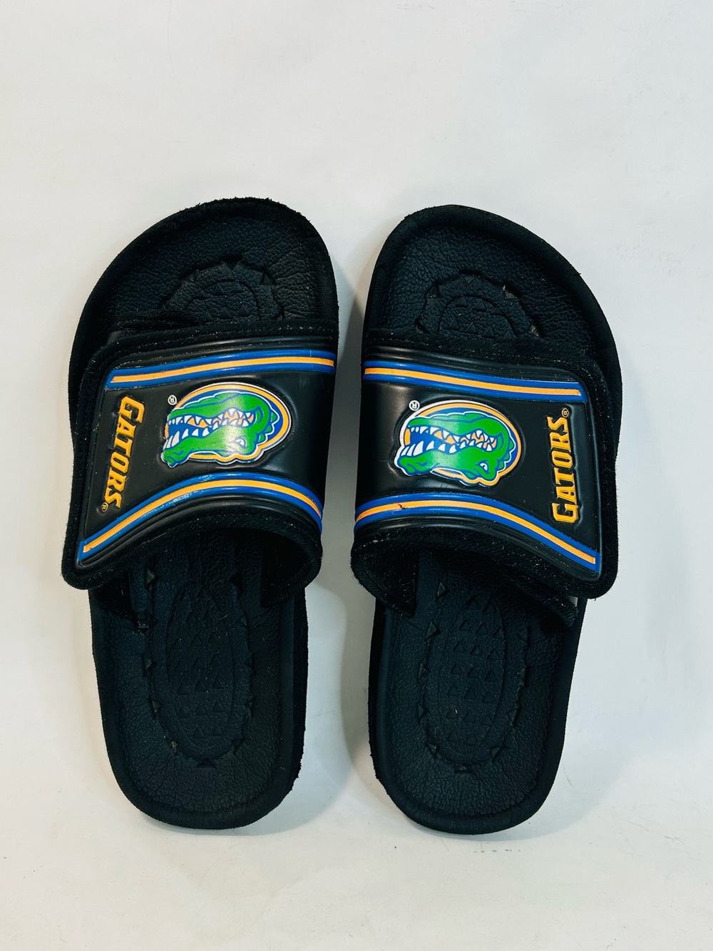 Florida Gator Black Slide Sandals with Adjustable Straps and Gator Logos size 4
